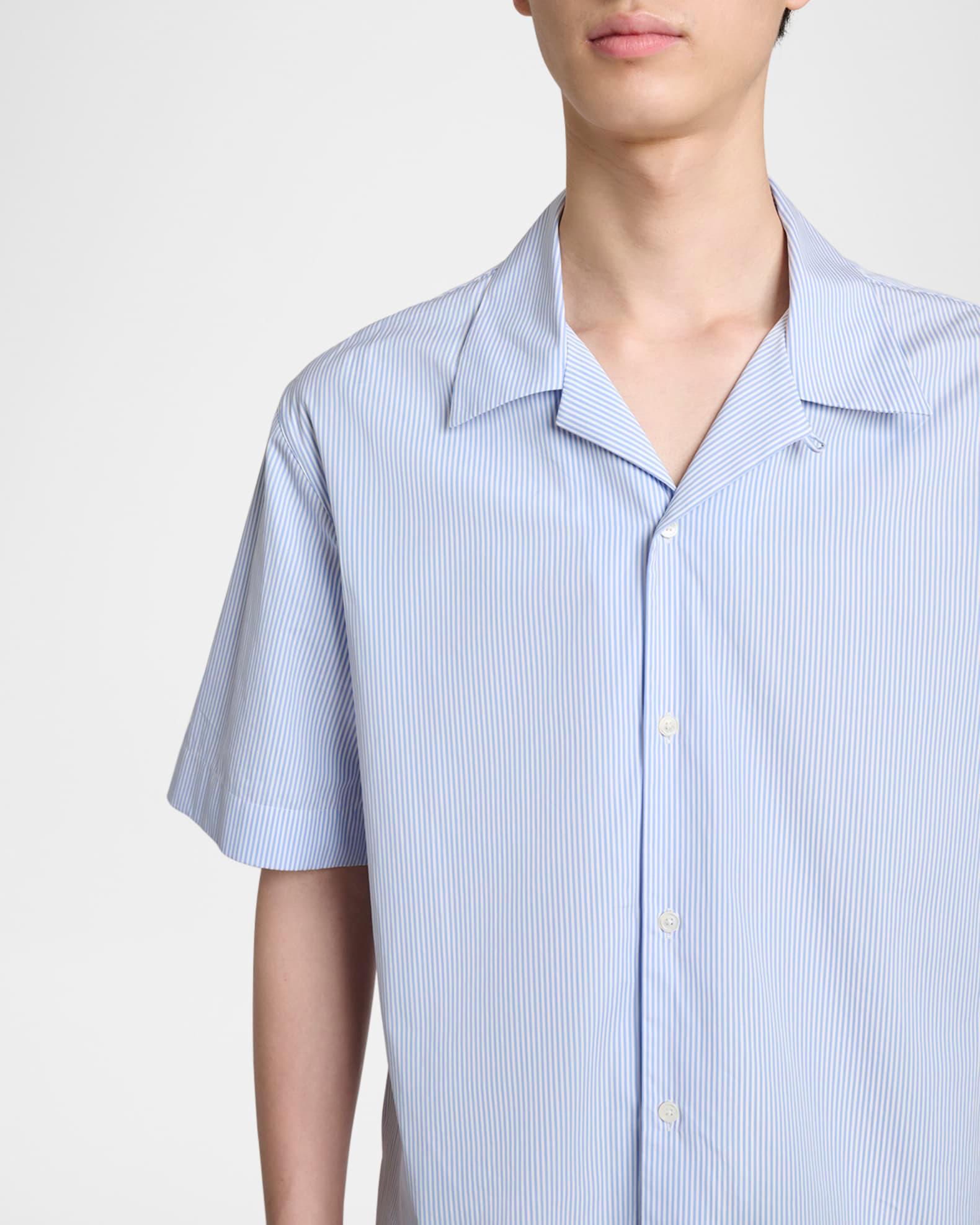 Men's Pinstripe Bowling Shirt Product Image