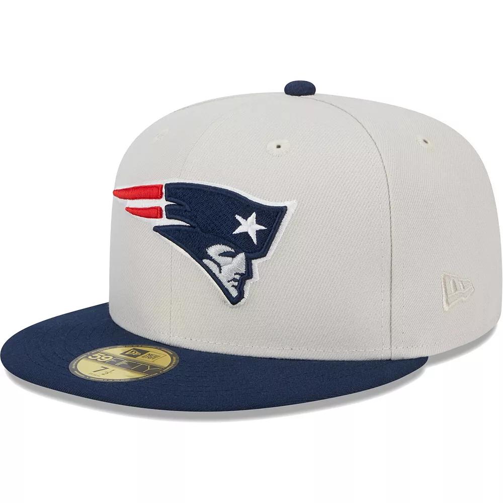 Men's New Era Khaki/Navy New England Patriots Super Bowl Champions Patch 59FIFTY Fitted Hat,  Product Image