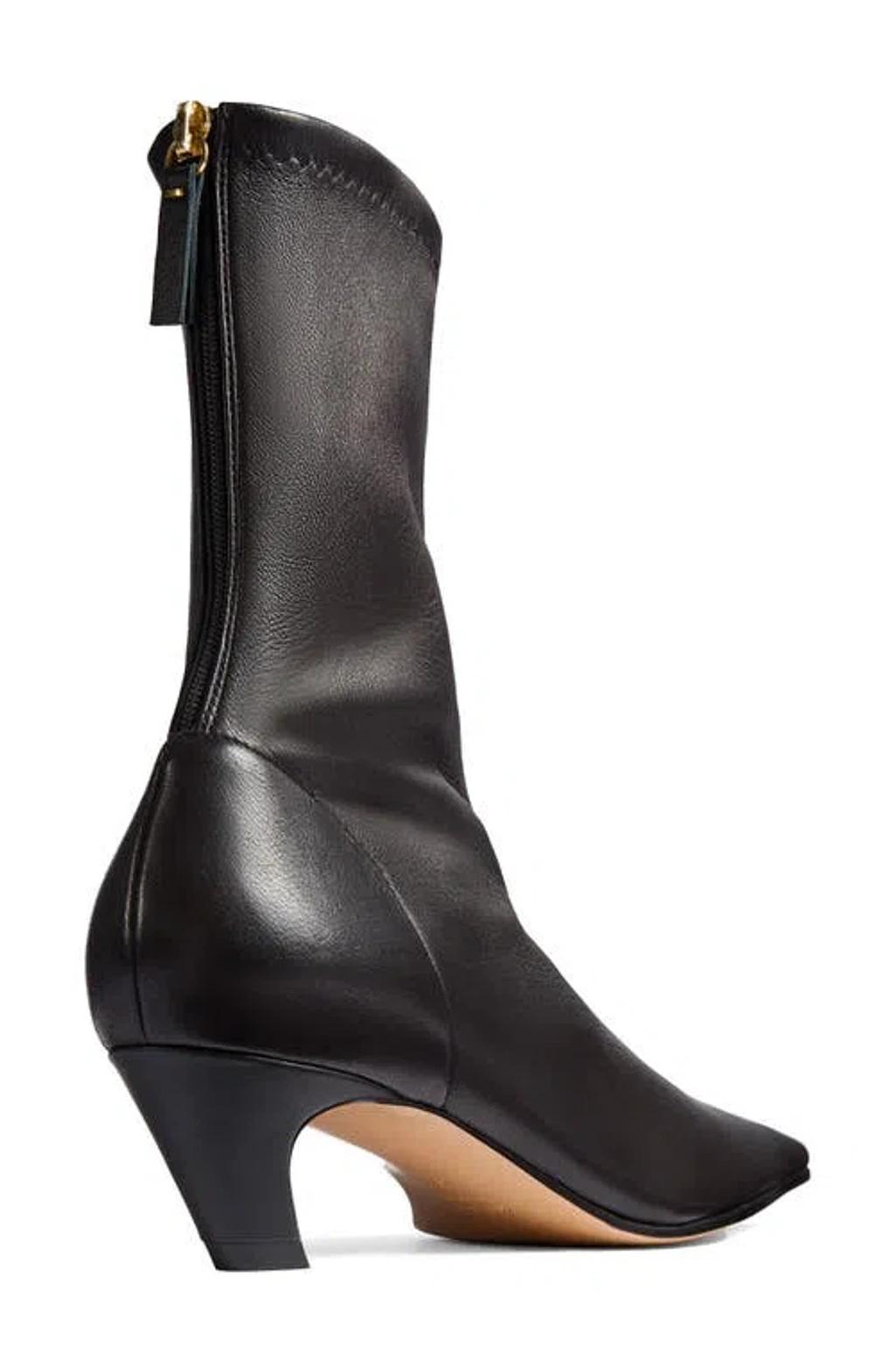 KHAITE Arizona 50 Leather Ankle Boots In Black Product Image