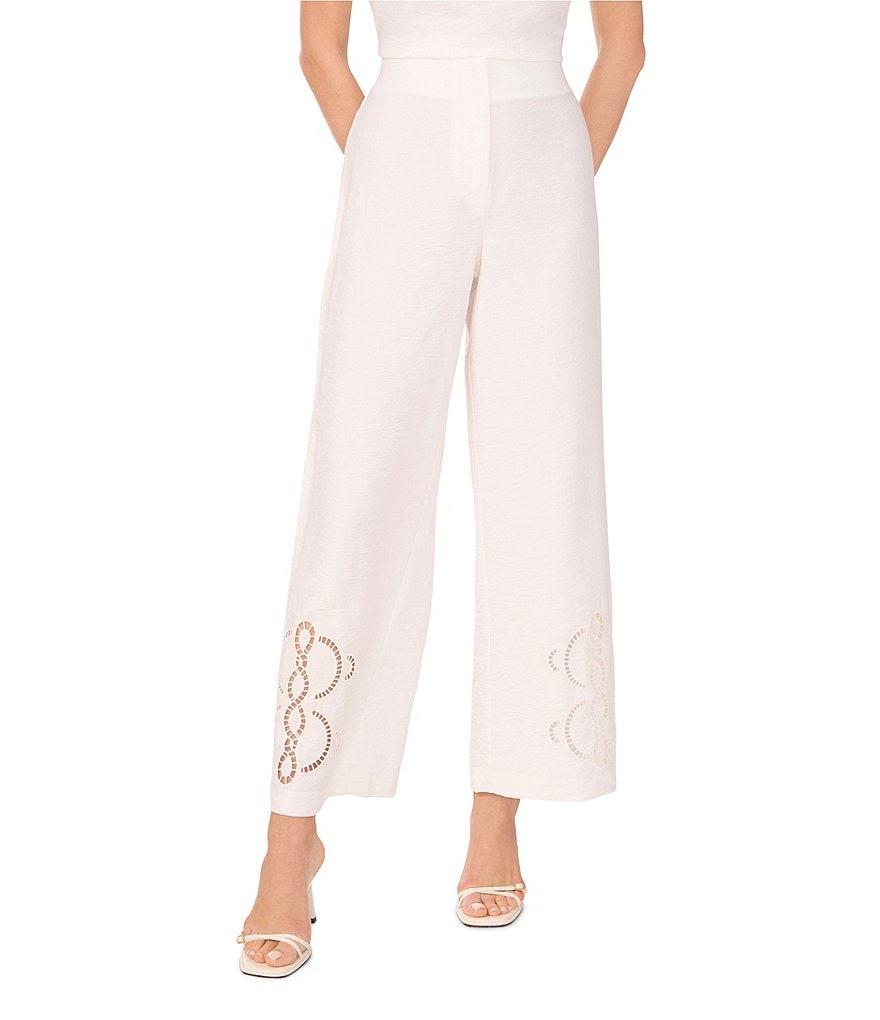 Vince Camuto Embroidered Coordinating Cutout Wide Leg Pants Product Image