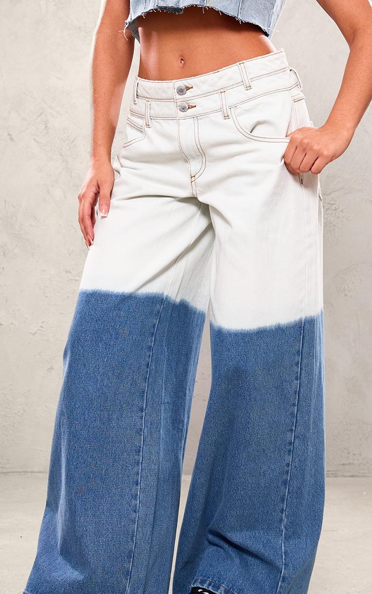 Blue Dip Dye Wide Leg Jeans Product Image