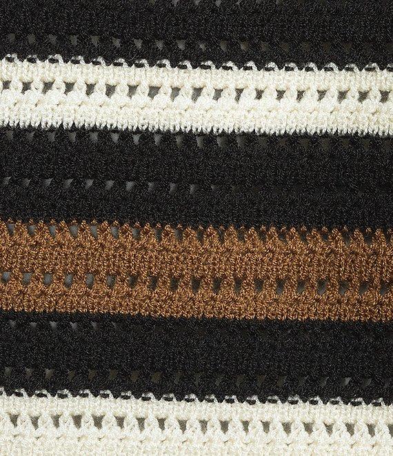 Investments Petite Size Buttercream Stripe Novelty Short Sleeve Crew Neck Sweater Top Product Image