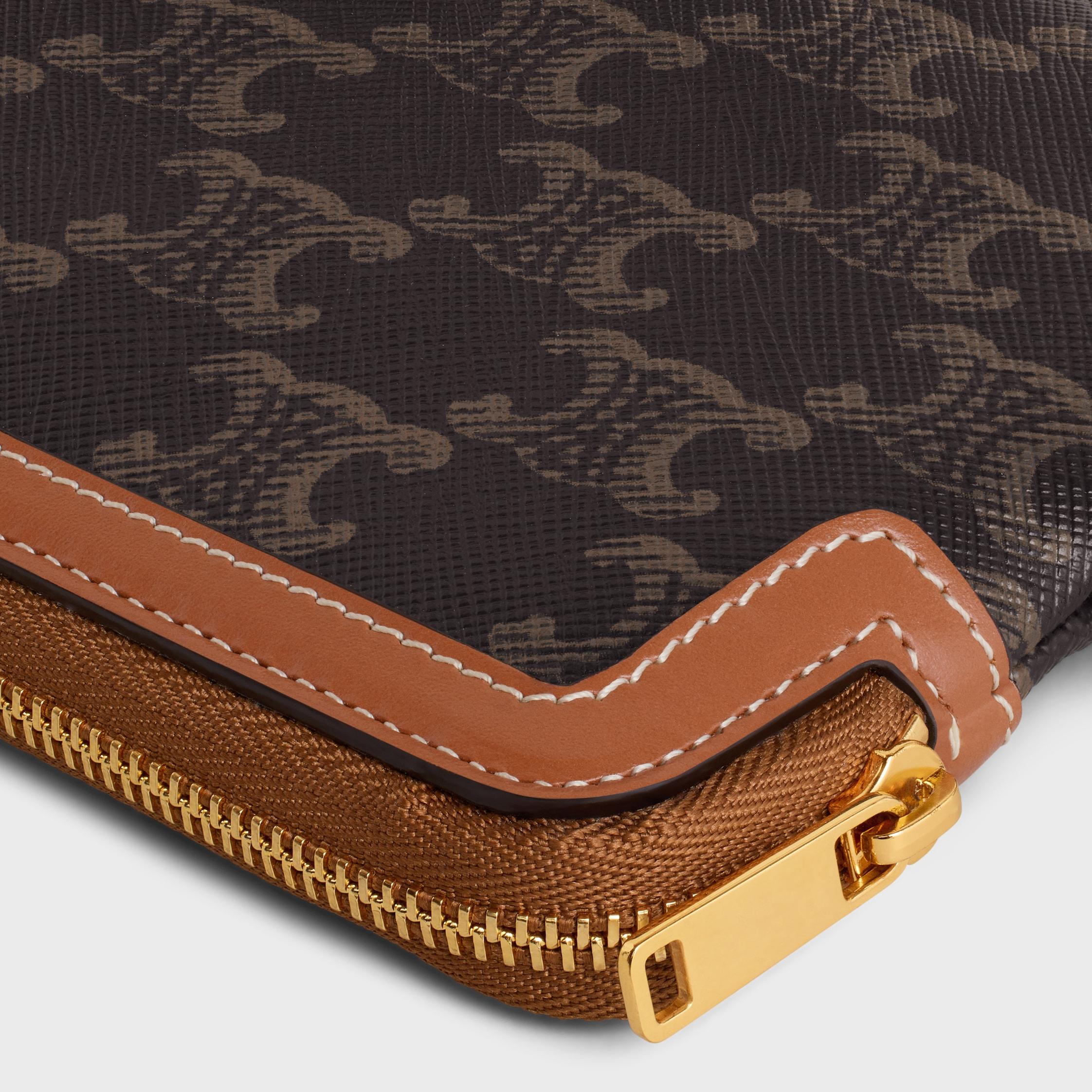 LONG POUCH WITH STRAP IN triomphe canvas and calfskin Product Image