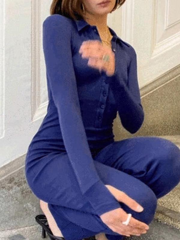 Solid Thumb Hole Breasted Jumpsuit Product Image