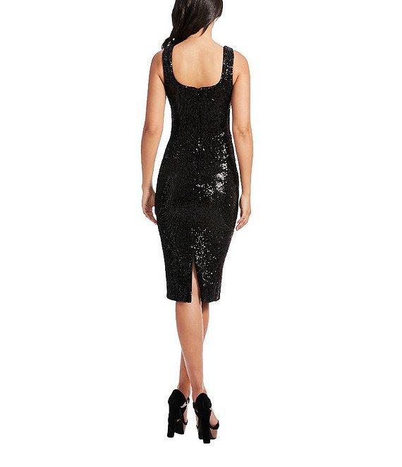 Dress the Population Sloane Sequin Sweetheart Neck Back Slit Sleeveless Bodycon Dress Product Image