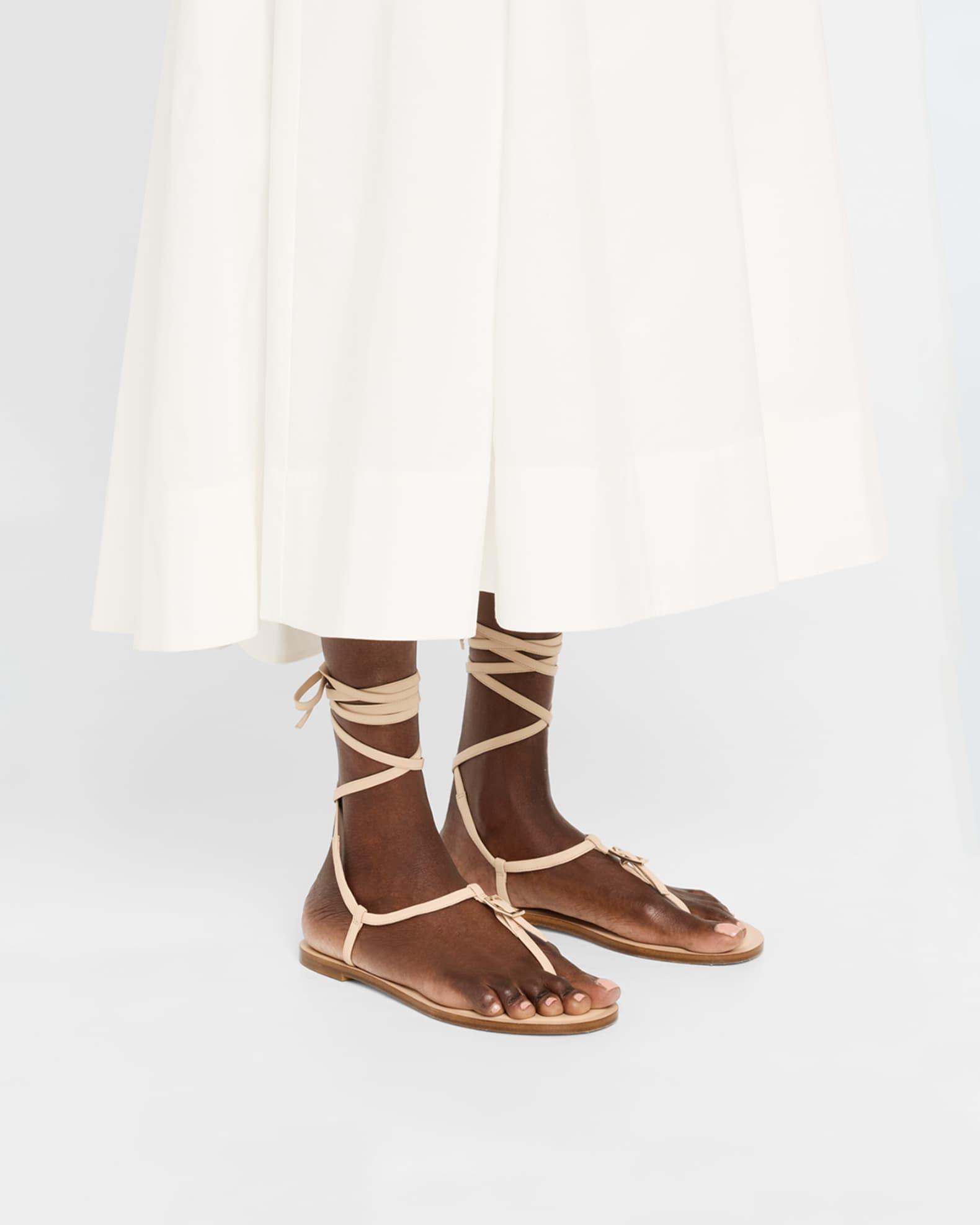 Georgie Leather Ankle-Wrap Flat Sandals Product Image