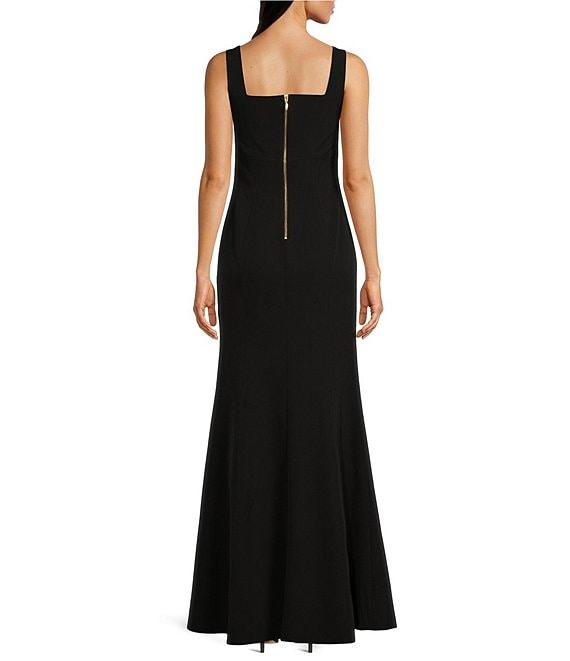 Betsy & Adam Knit Square Neck Sleeveless Mermaid Gown Product Image