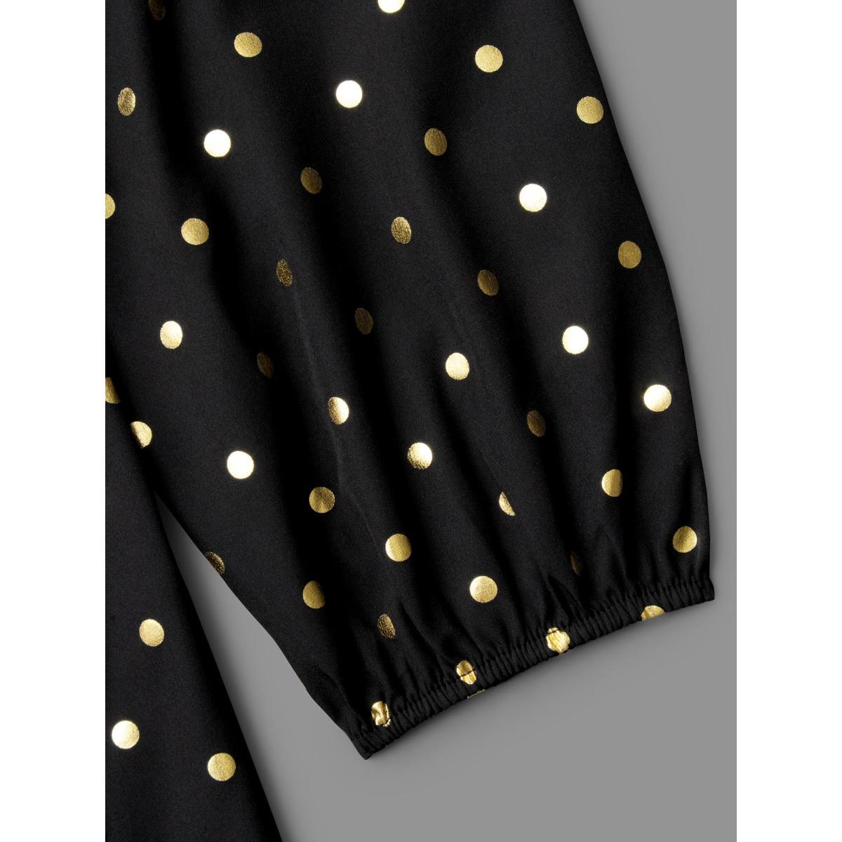 Plus Size Glitter Polka Dot Heart Neckline Dress Black Women Cocktail Woven ribbon&lace trim Party Curvy Bloomchic 22-24/3X Product Image