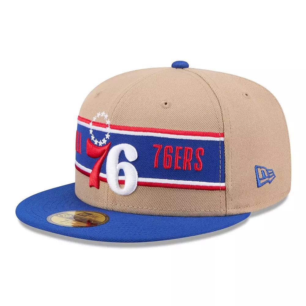 Men's New Era Tan/Royal Philadelphia 76ers 2024 NBA Draft 59FIFTY Fitted Hat, Size: 7 1/8, 76r Team Product Image