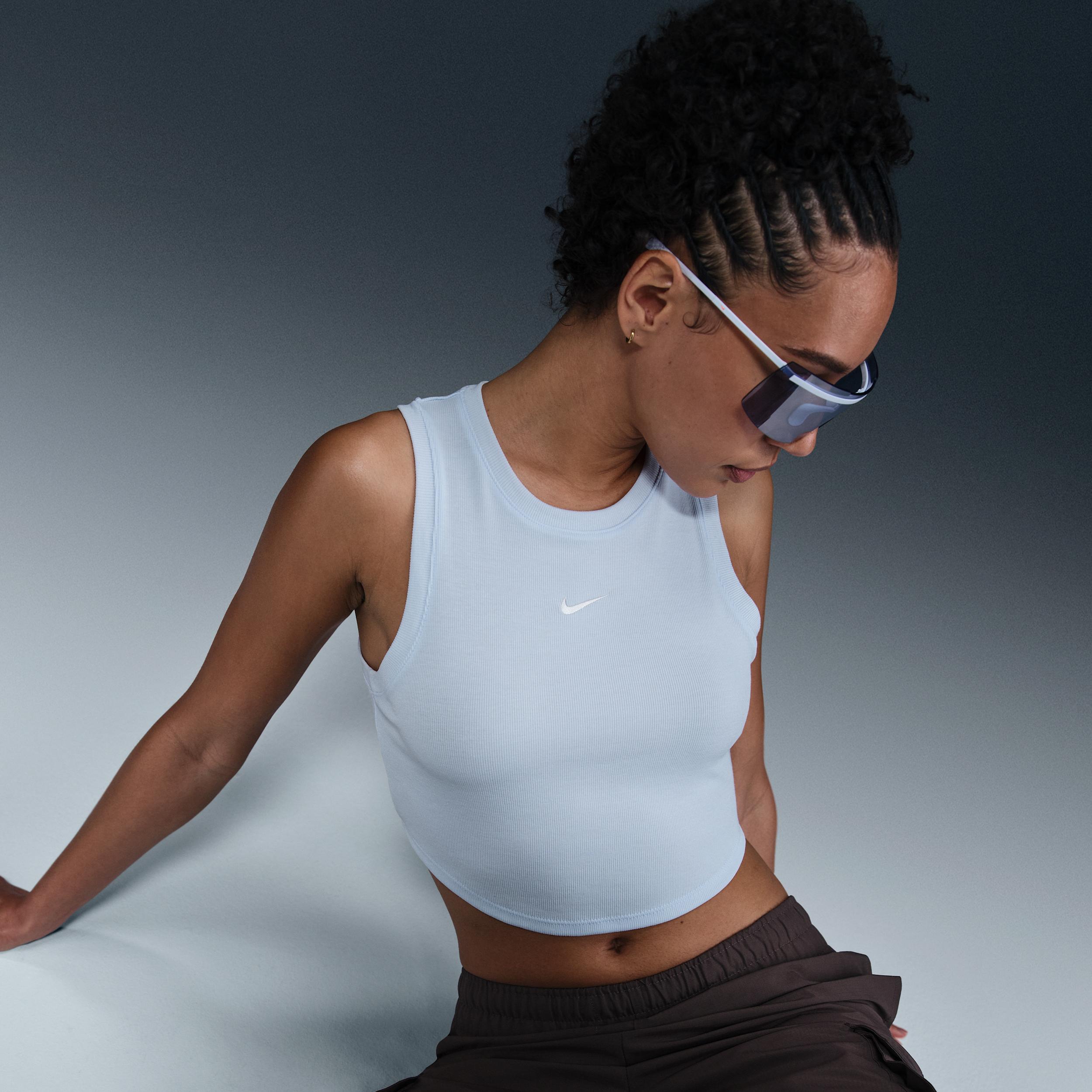 Womens Nike Sportswear Chill Knit Tight Cropped Mini-Rib Tank Top | FB8279-423 Product Image