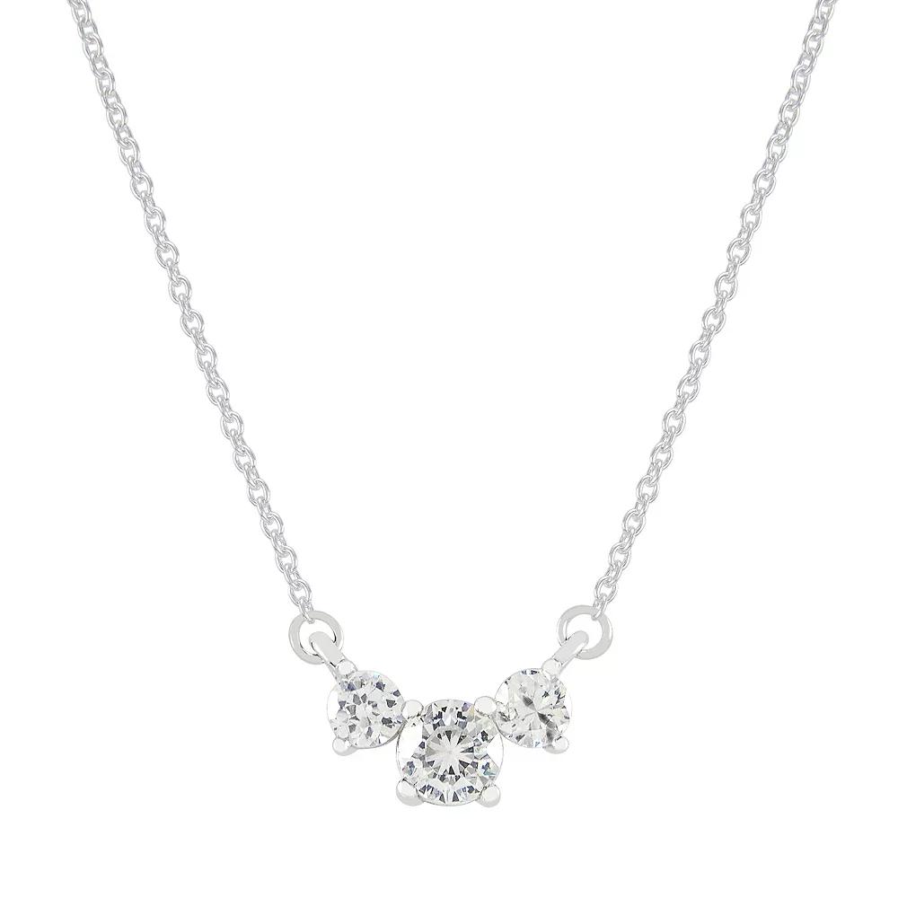 SIRI USA by TJM Sterling Silver Cubic Zirconia 3-Stone Necklace, Women's, Size: 18" Product Image
