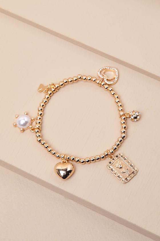 Adorable Details Gold Beaded Charm Bracelet Product Image