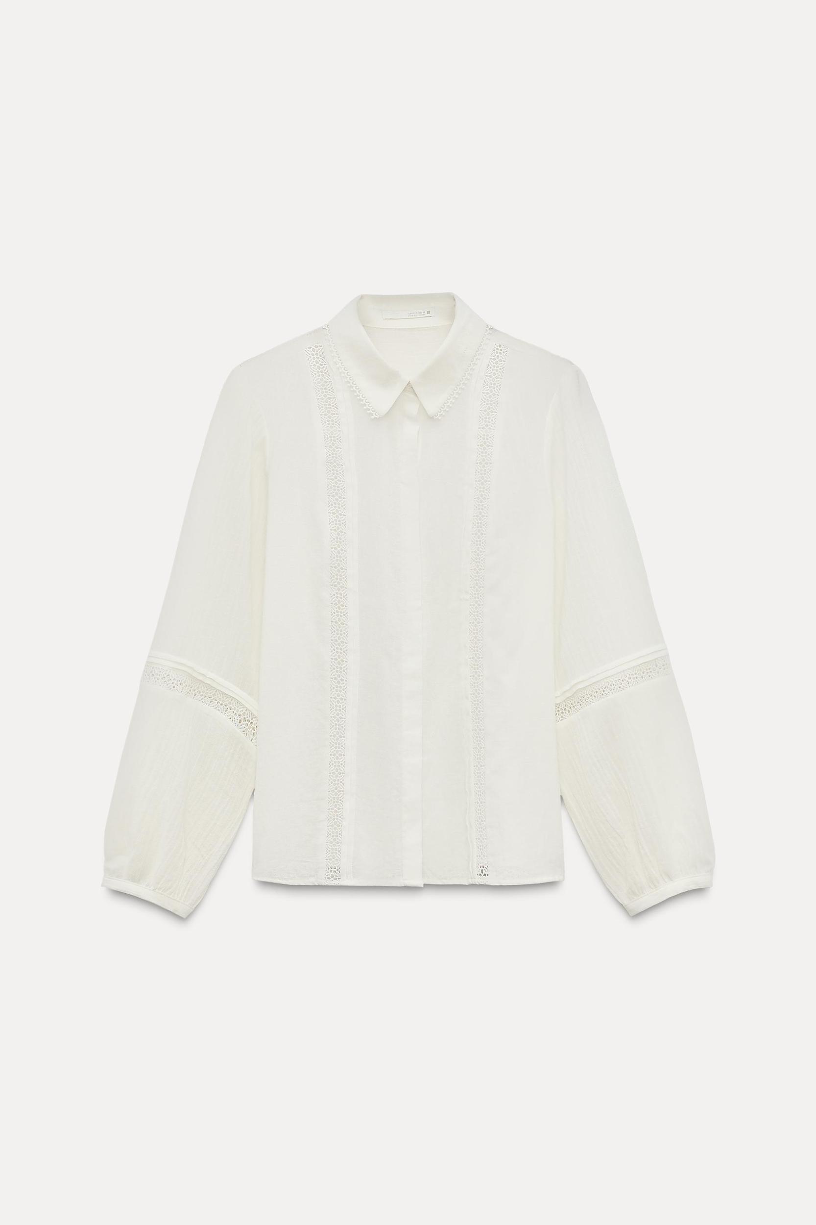 PINTUCK AND LACE BLOUSE Product Image