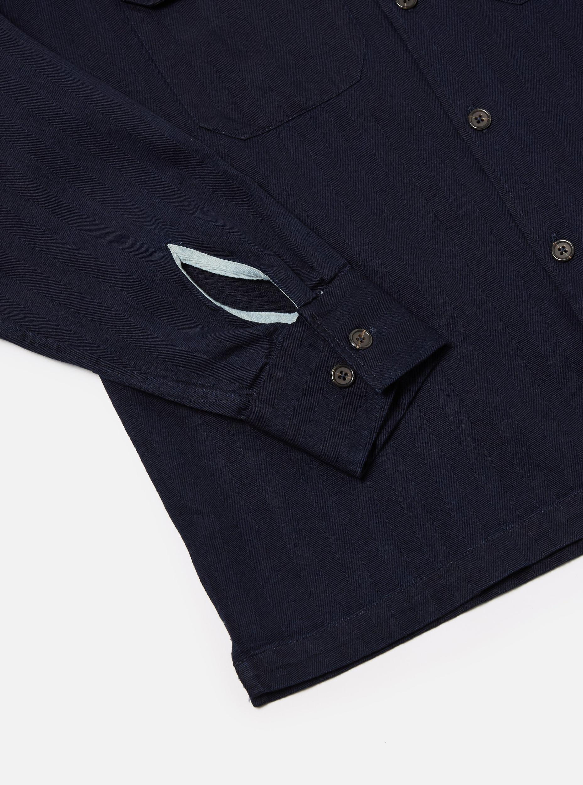 Indigo Herringbone Denim L/S Utility Shirt Product Image