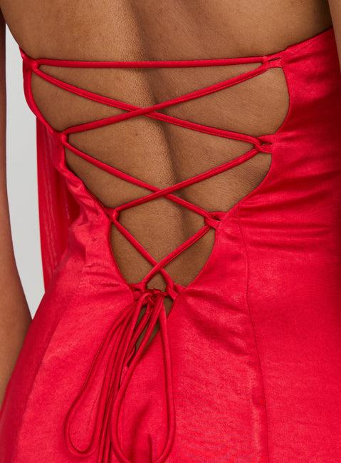 Masterpiece Strapless Maxi Dress Red Product Image