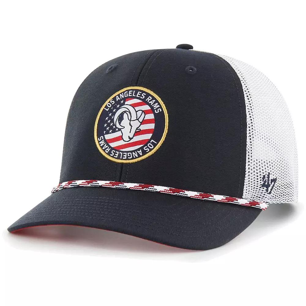 Men's '47 Navy/White Los Angeles Rams Union Patch Trucker Adjustable Hat, Blue Product Image