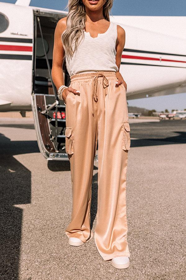Sure And Steady High Waist Trousers In Tan Product Image