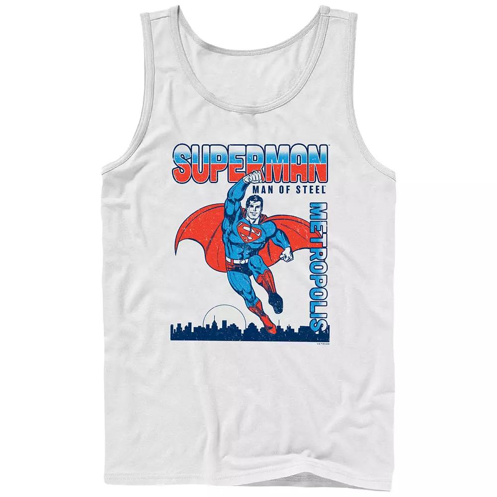Men's DC Comics Superman Man Of Steel Vintage Poster Graphic Tank Top,  Product Image