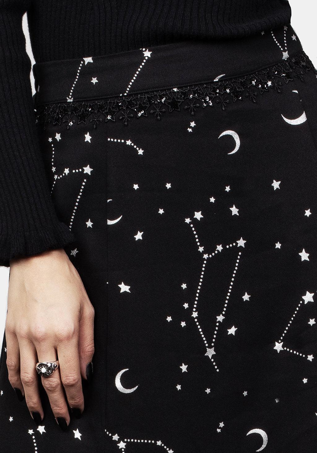 Silver Celestial Print Double Split Skirt Product Image