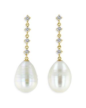 Zoe Chicco 14k Yellow Gold Linked Prong Diamond & Cultured Baroque Pearl Drop Earrings Product Image