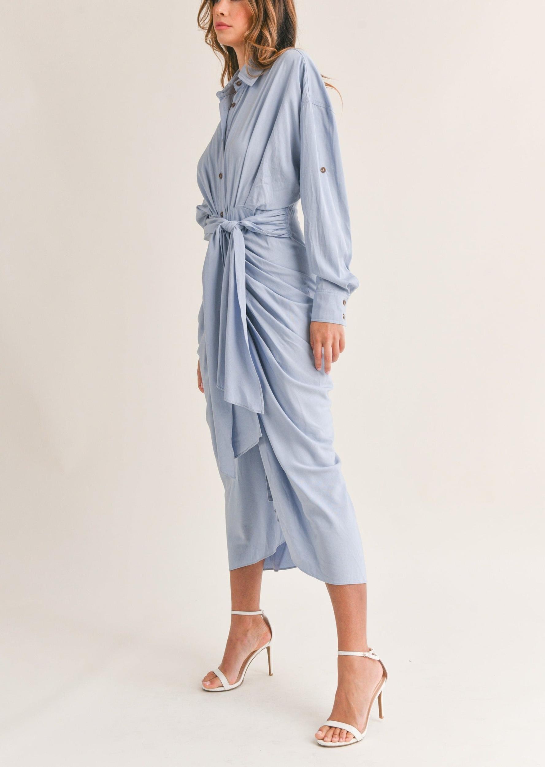Elegant Shirt Midi Dress Product Image