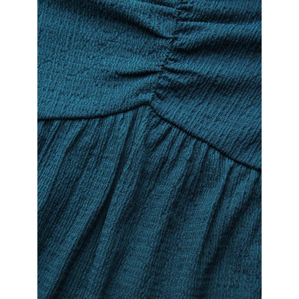 Plus Size Aegean Heart Neckline Solid Gathered Blouse Women Elegant Long Sleeve Heart neckline Everyday Blouses BloomChic 30/6X Product Image