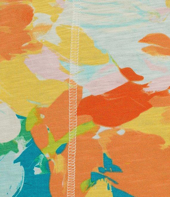 Westbound Paradise Floral 3/4 Sleeve Knit Crew Neck Top Product Image