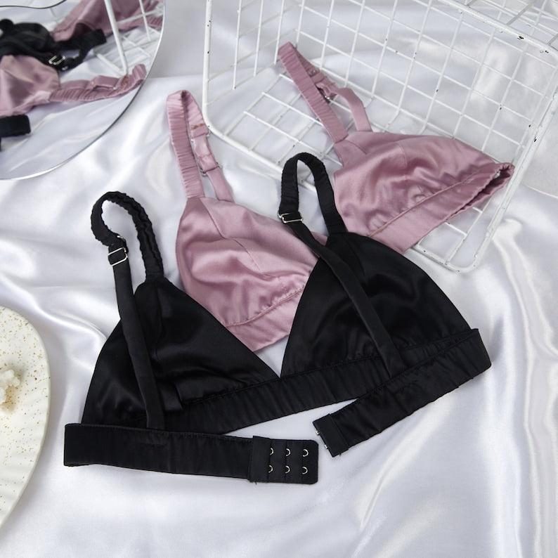 Pearl White | Handmade Pure Silk Bralettes | No Padding No Wire | 19 Momme Silk Charmeuse Product Image