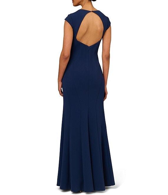 Aidan Mattox Stretch Sweetheart Neckline Cap Sleeve Contour Seams Gown Product Image
