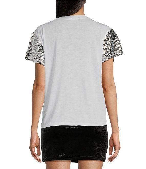 Miss Chievous Short Sleeve Sequin And Jersey T-Shirt Product Image
