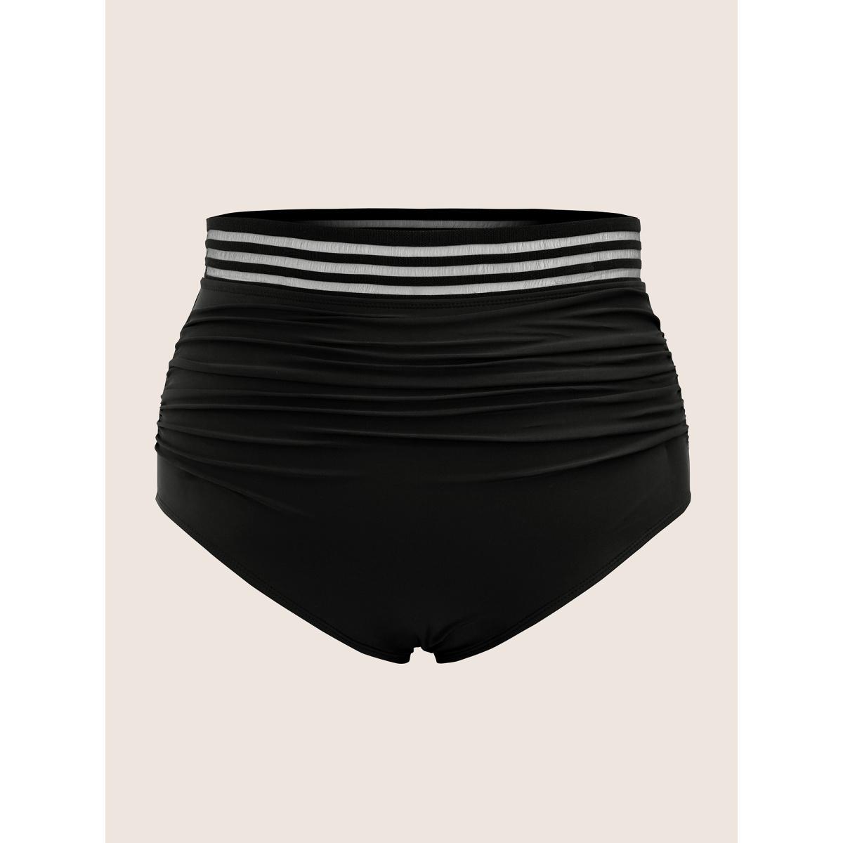 Plus Size Woven Ribbon Gathered High stretch Swim Bottom Women's Swimwear Indigo Beach Woven ribbon&lace trim High stretch Skinny High Rise Curve Swim Bottoms BloomChic 10/M Product Image