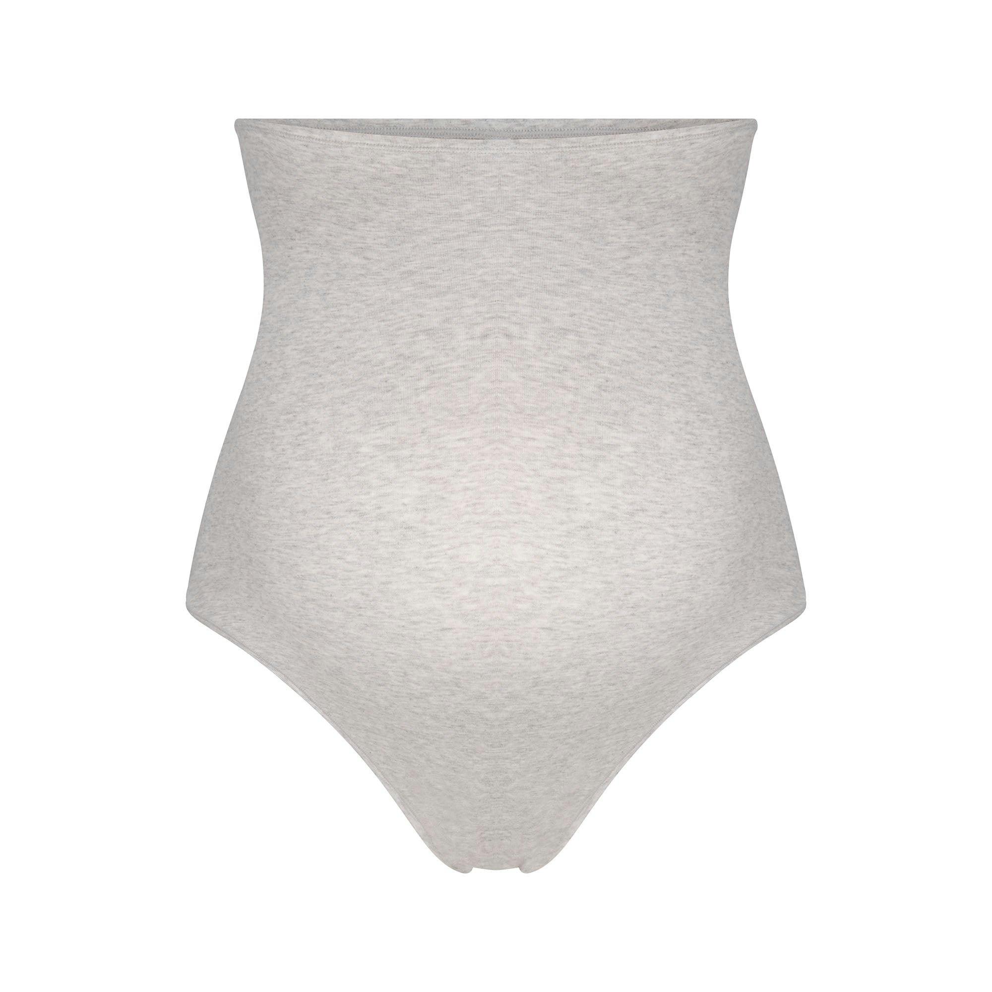 COTTON JERSEY MATERNITY HIGH-WAISTED THONG | LIGHT HEATHER GREY Product Image