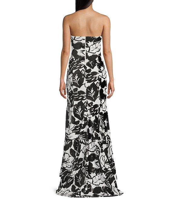 Honey and Rosie Floral Sequin Strapless Mermaid Dress Product Image