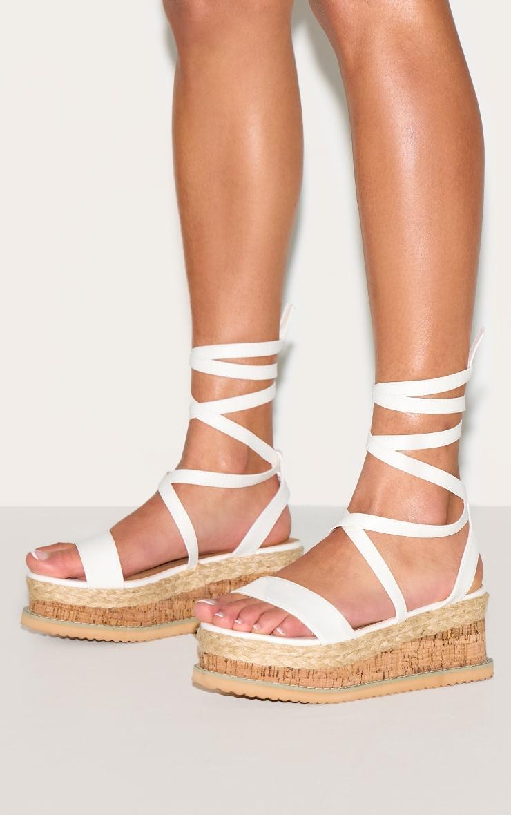Niella White Espadrille Flatform Sandals Product Image