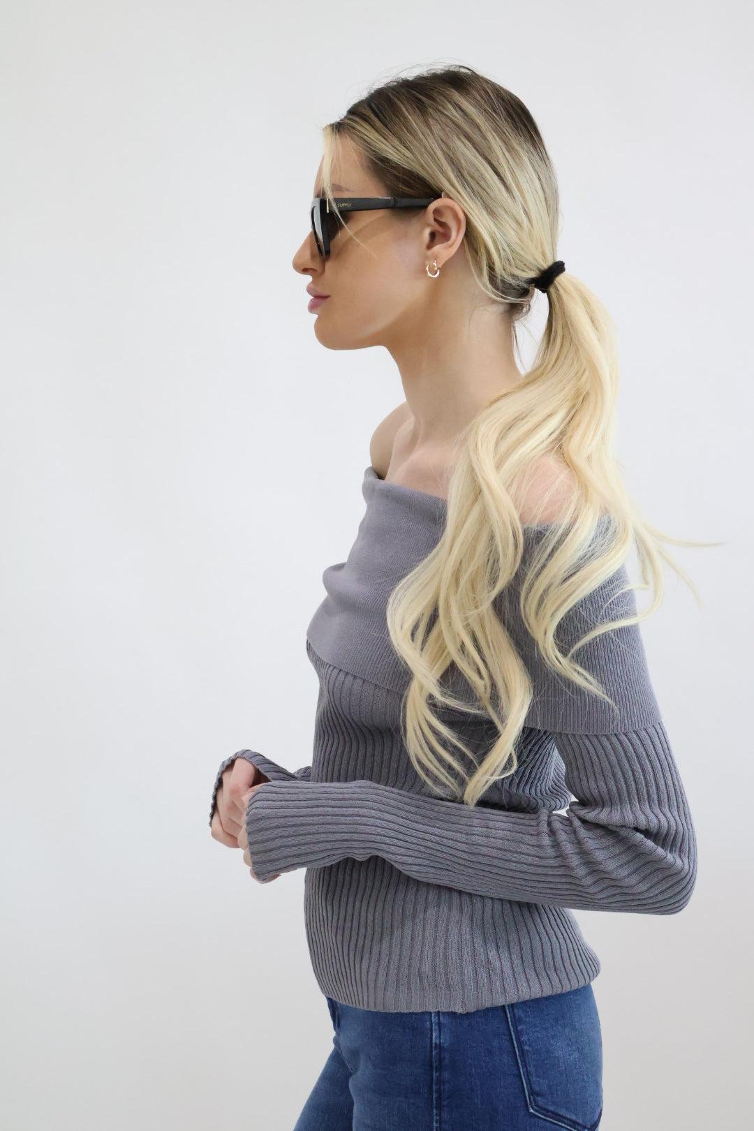 Off The Shoulder Fitted Sweater Product Image