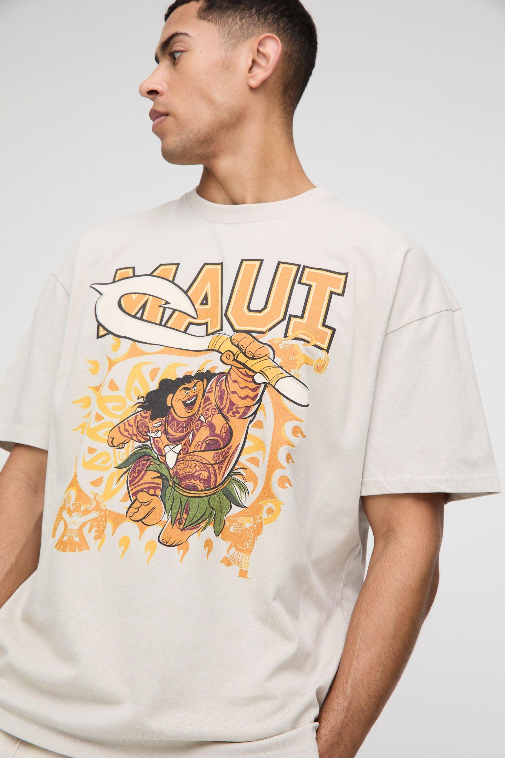 Oversized Moana Maui Disney License Graphic T Shirt | boohooMAN USA Product Image