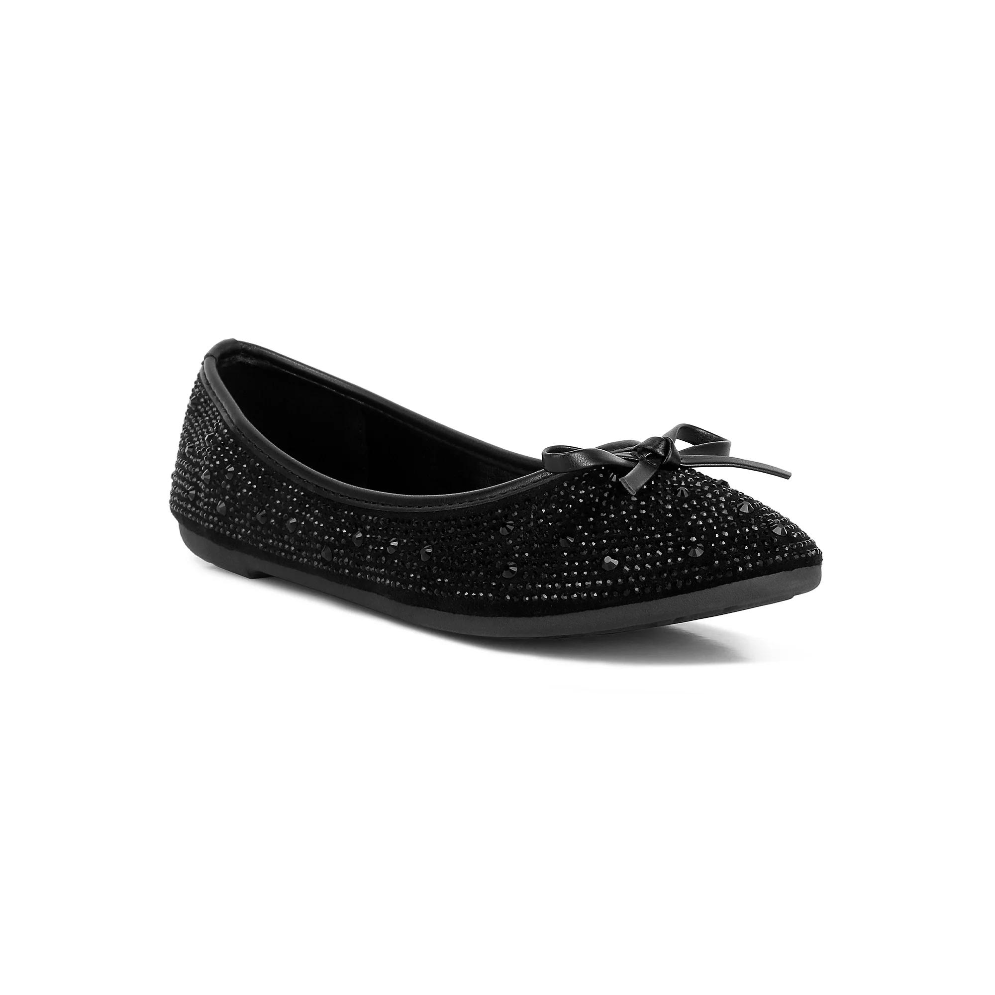 London Rag Women's Rhinestone & Stud Ballet Flats, Size: 7, Black Product Image
