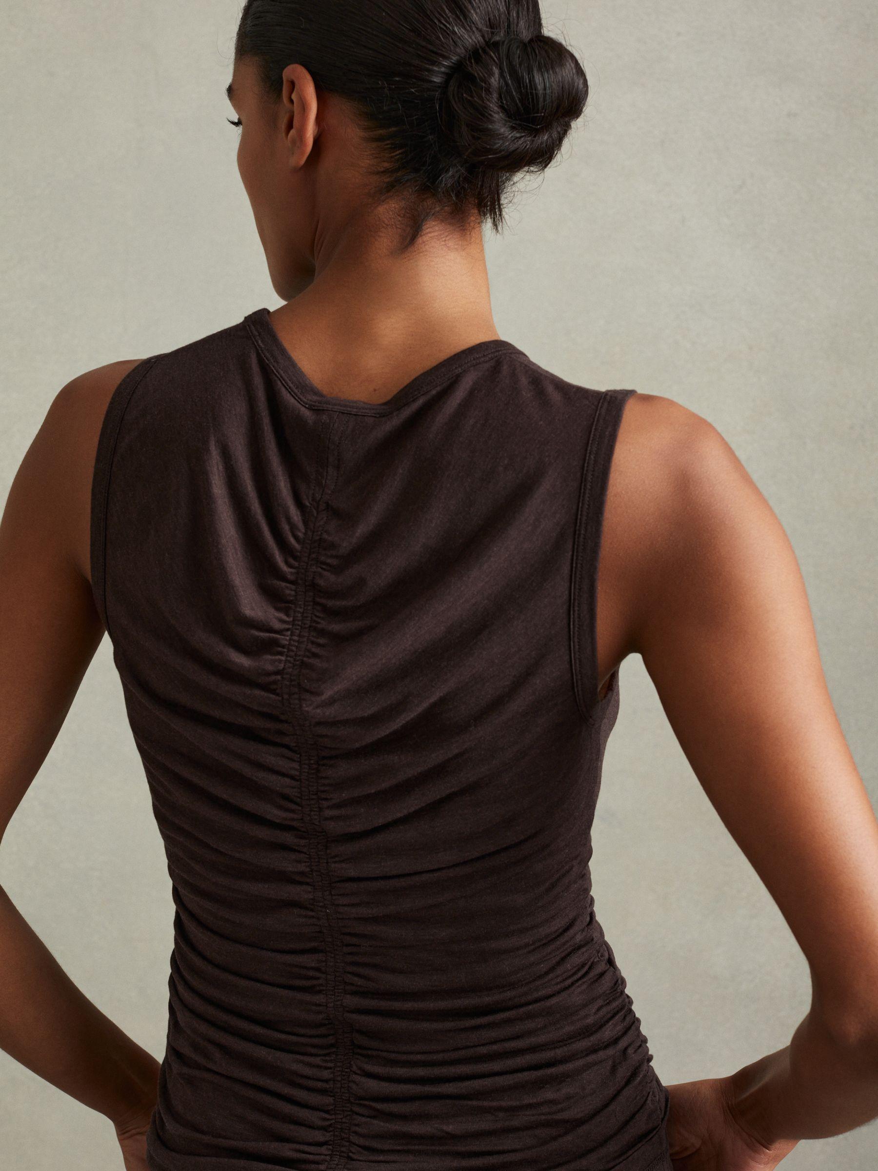 Lyocell-Wool Ruched Vest in Chocolate Product Image