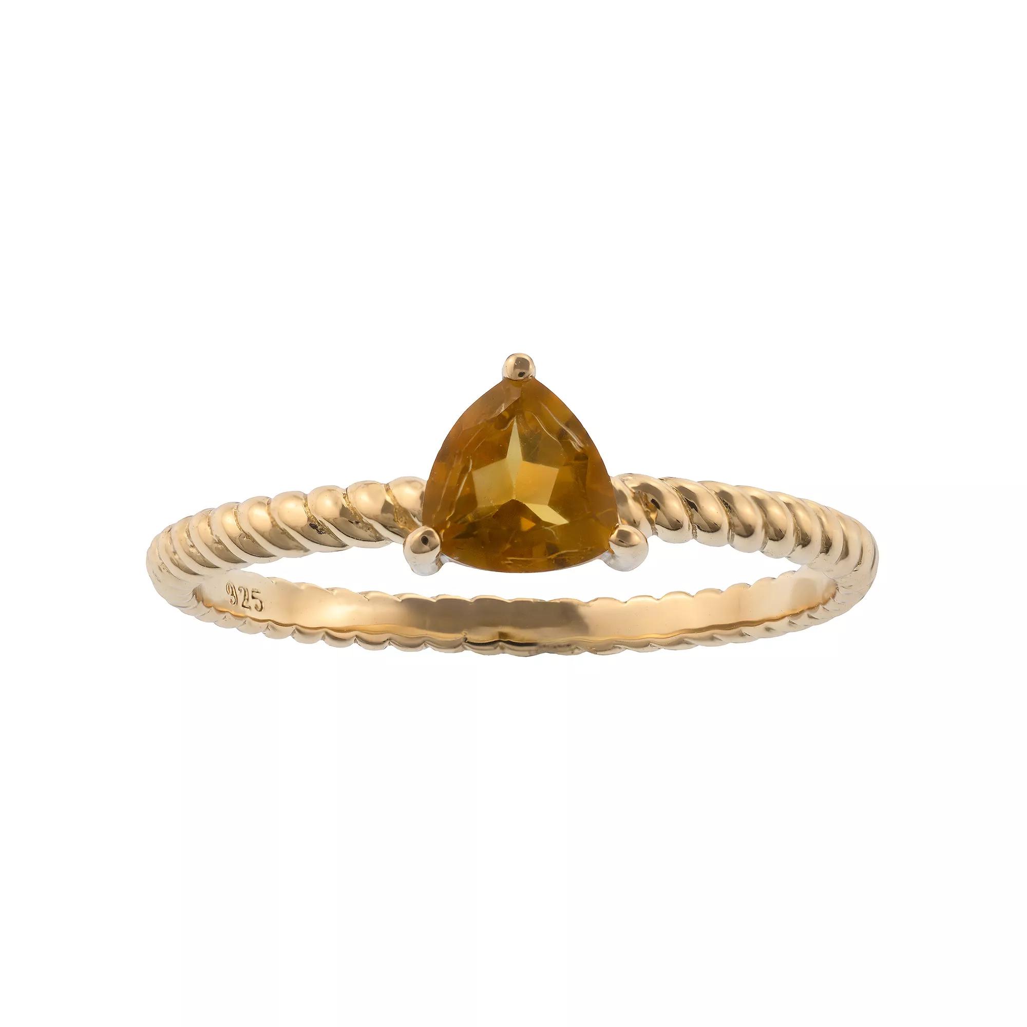 Gemistry 14k Gold Trillion Cut Citrine Ring, Womens Product Image