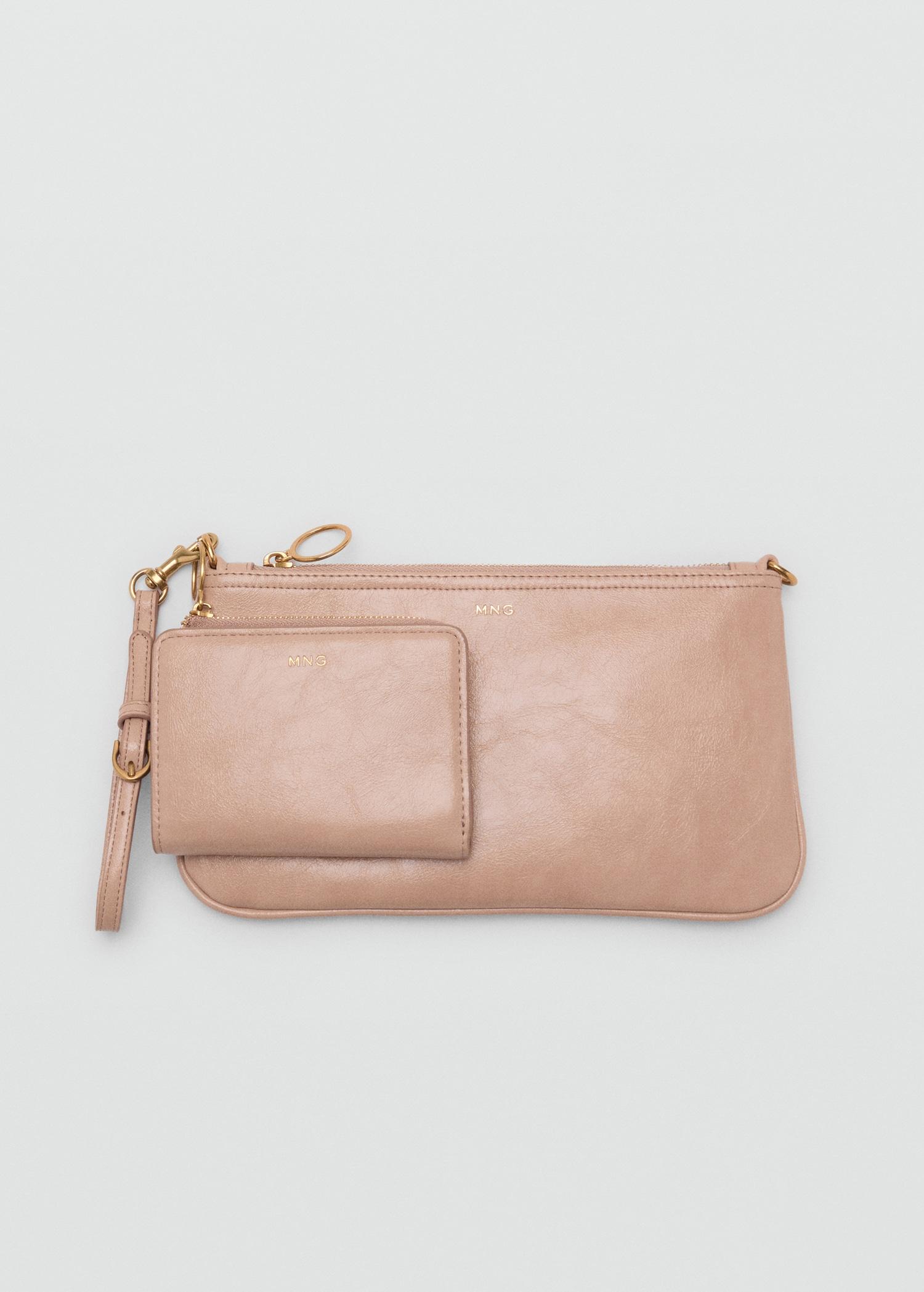 Tumbled leather-effect clutch - Women | MANGO USA Product Image