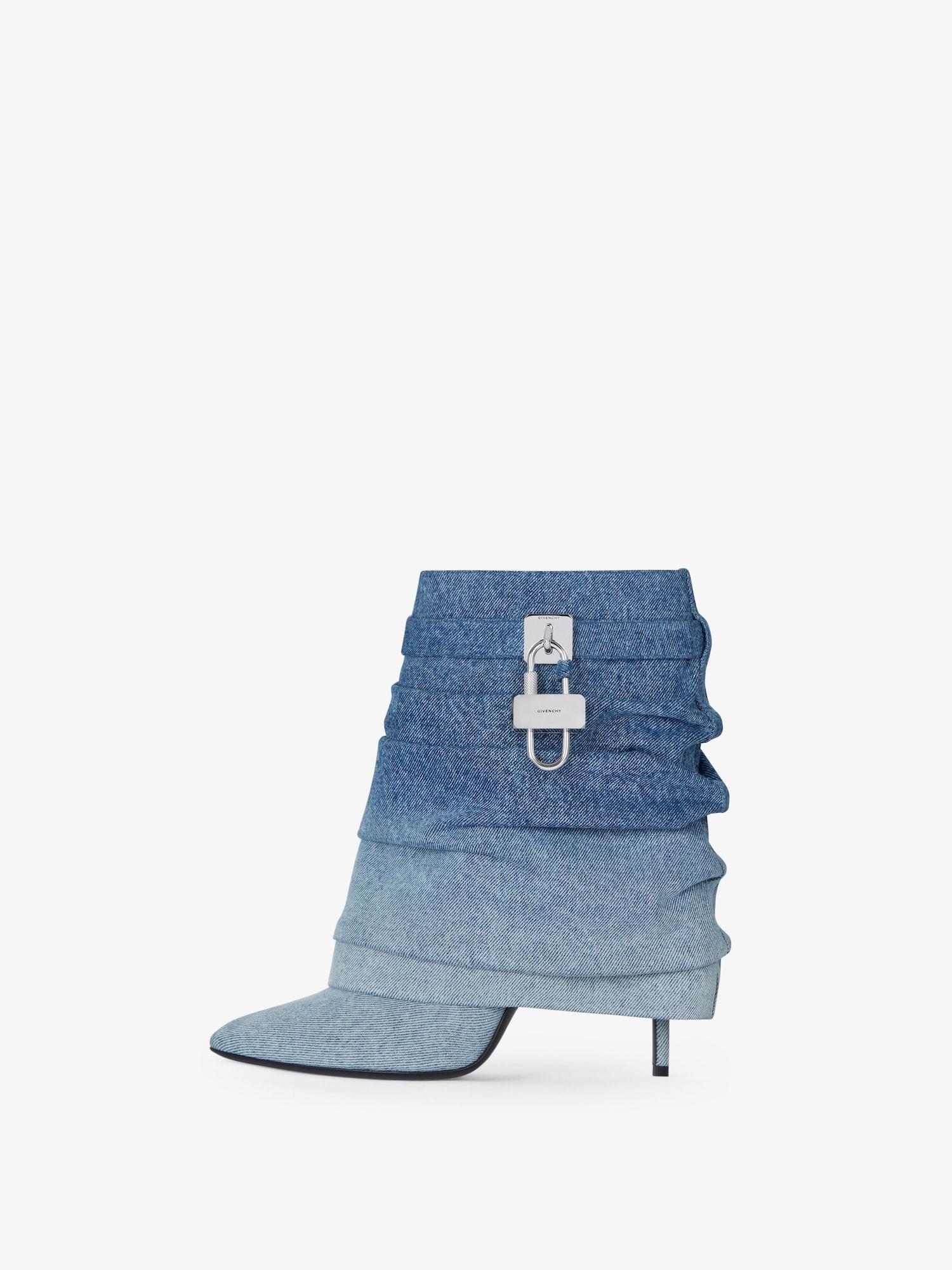 Shark Lock Stiletto ankle boots in gradient denim Product Image