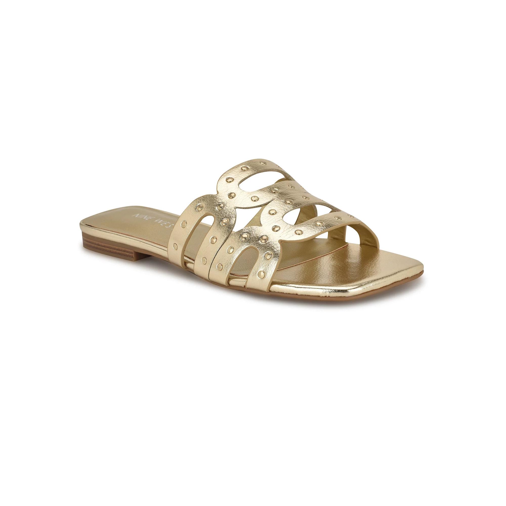 Nine West Mckinna Women's Slip-On Square Toe Flat Sandals, Size: 12, Gold Product Image