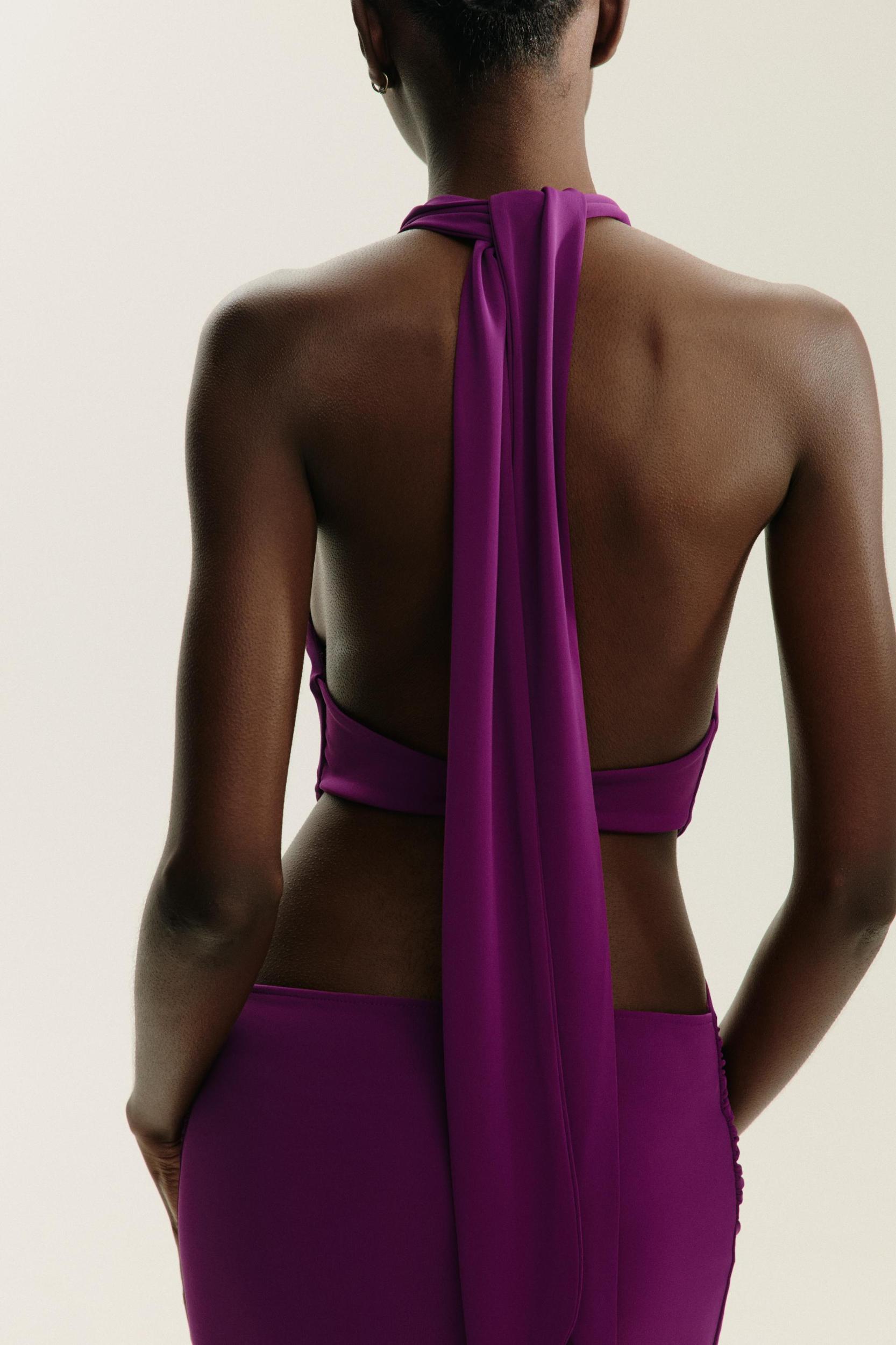 GATHERED HALTER MAXI DRESS Product Image