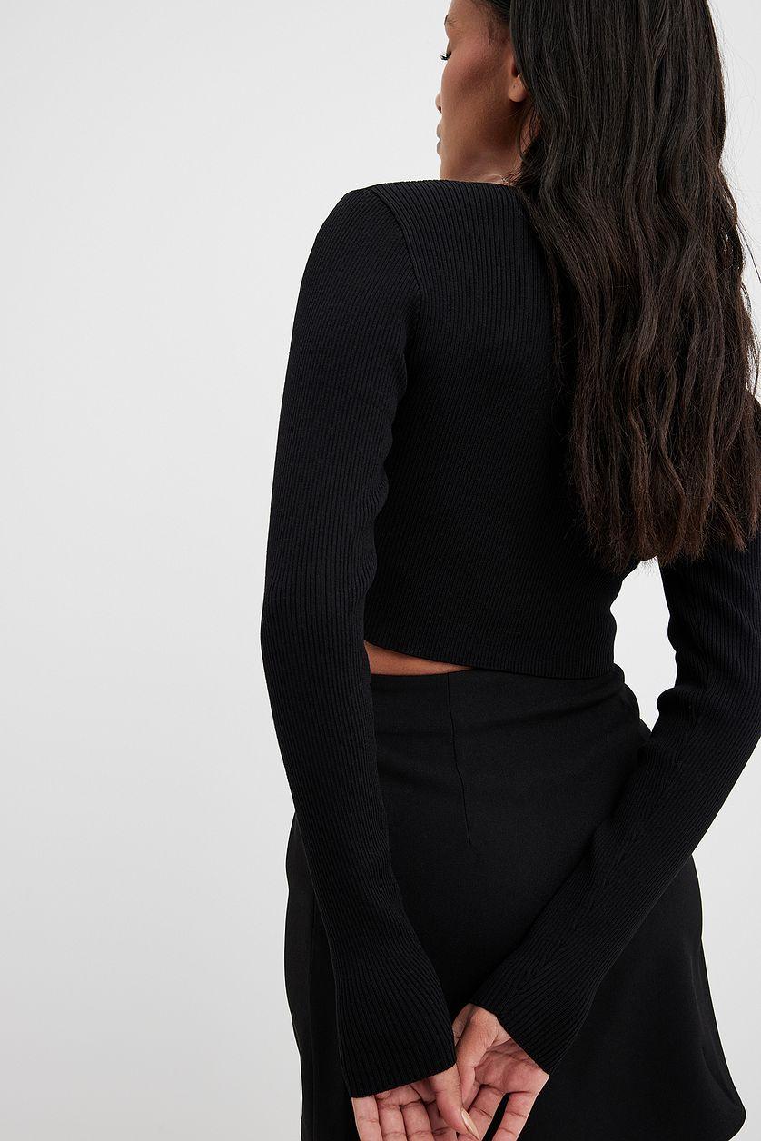 Fine Knitted Cropped Flower Detail Sweater Product Image