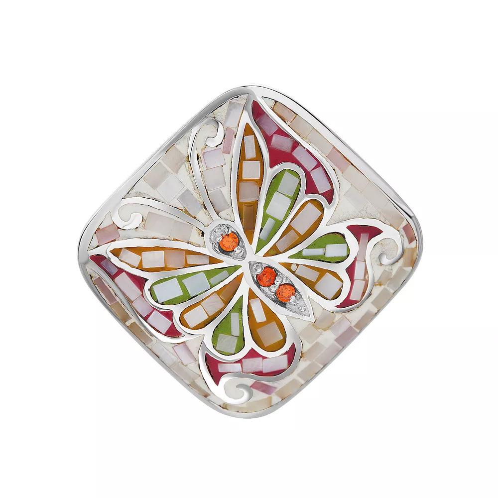 Sterling Silver Mother-of-Pearl Mosaic Butterfly Ring, Women's,  Product Image
