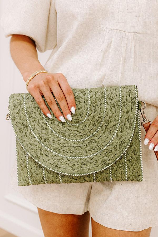 Bungalow Party Raffia Woven Clutch in Olive Product Image