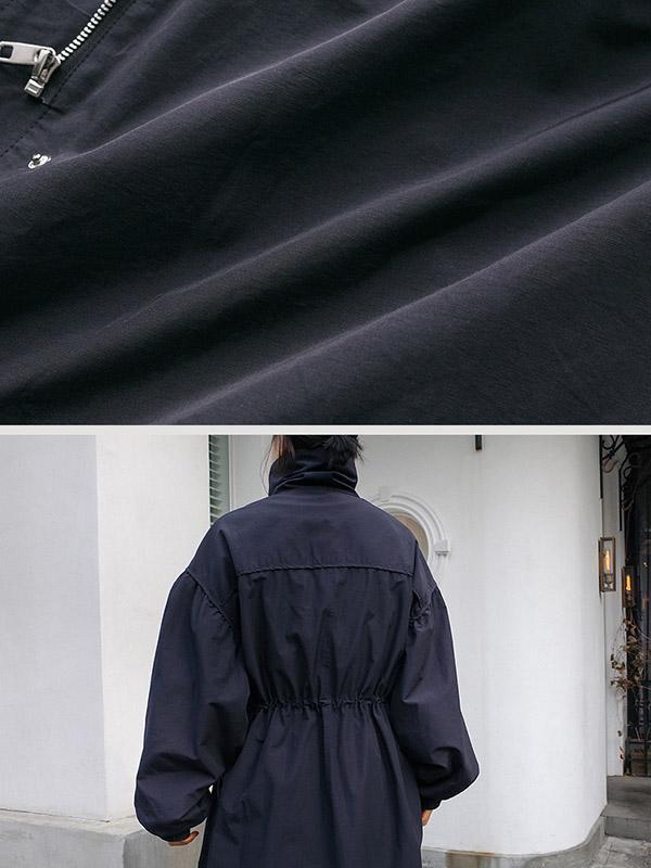 Solid Color Loose Elastic Waist Long Outwear Product Image