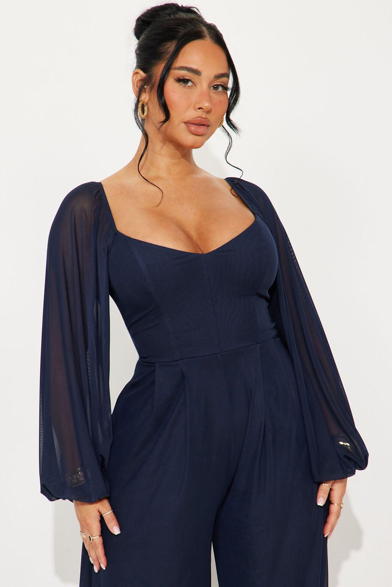 Ethereal Love Mesh Jumpsuit - Navy Product Image