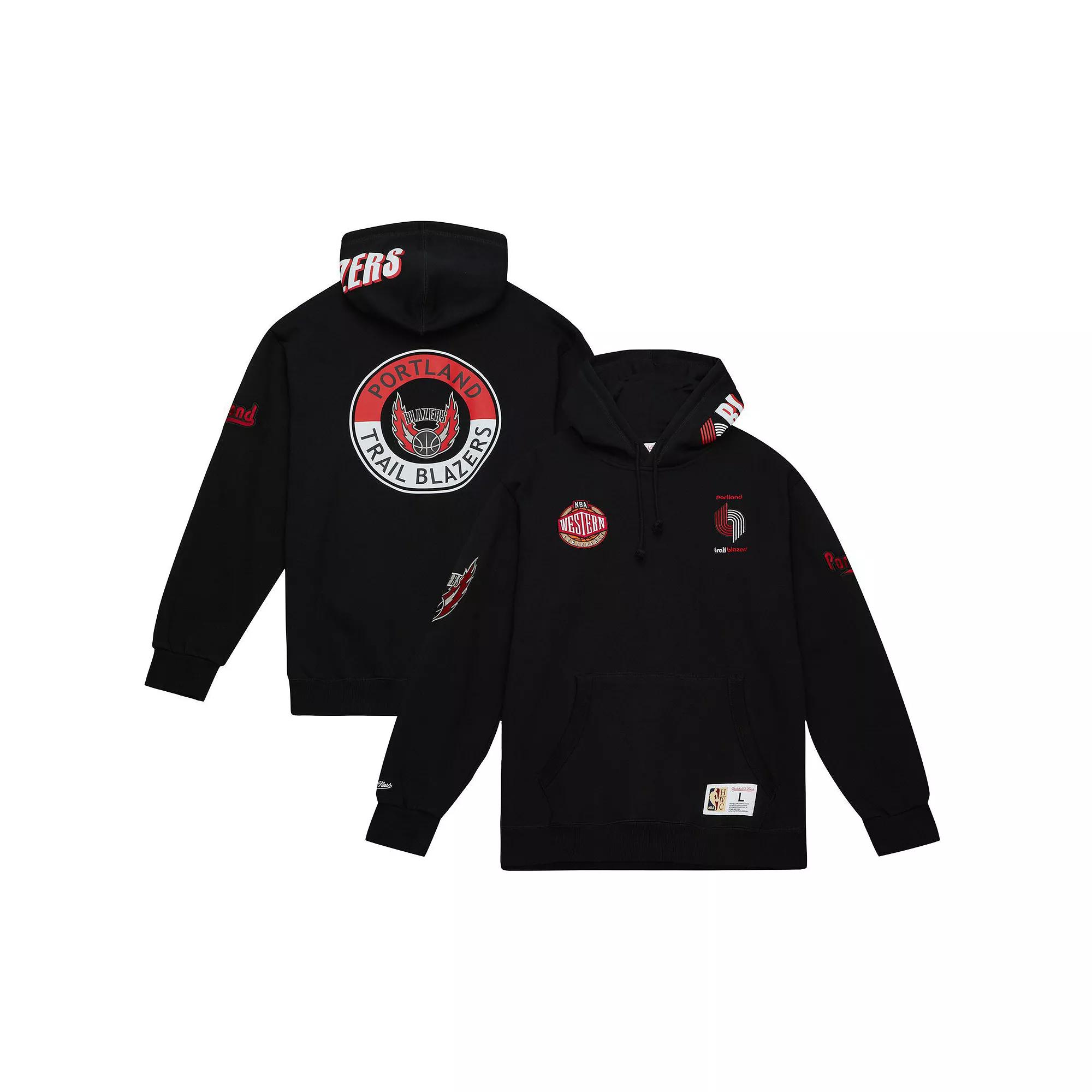 Men's Mitchell & Ness  Black Portland Trail Blazers Hardwood Classics City Collection Fleece Pullover Hoodie, Size: Small Product Image