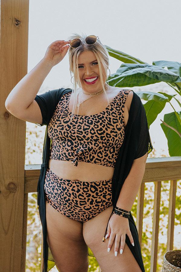 Resort Vibes Leopard Bikini Crop Top Curves Product Image